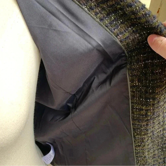 Talbots Italian Wool Alpaca Blend Blazer Jacket Olive Navy Tweed Sz 16 Military - Picture 8 of 9